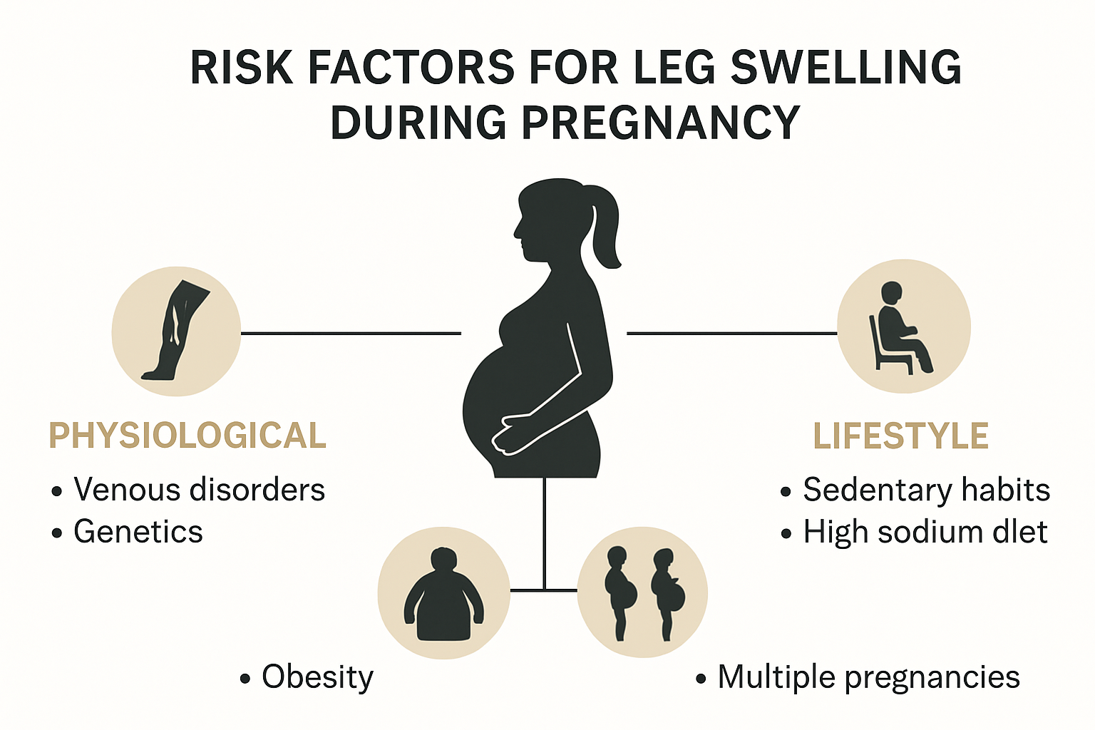 Infographic of leg swelling causes and risk factors in pregnancy