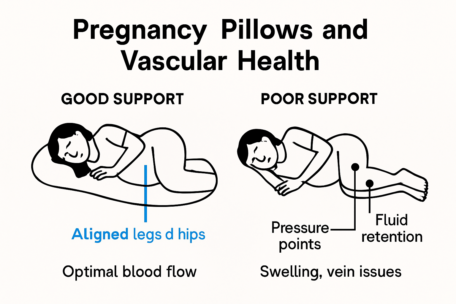 Infographic showing pregnancy pillow positions for vein health