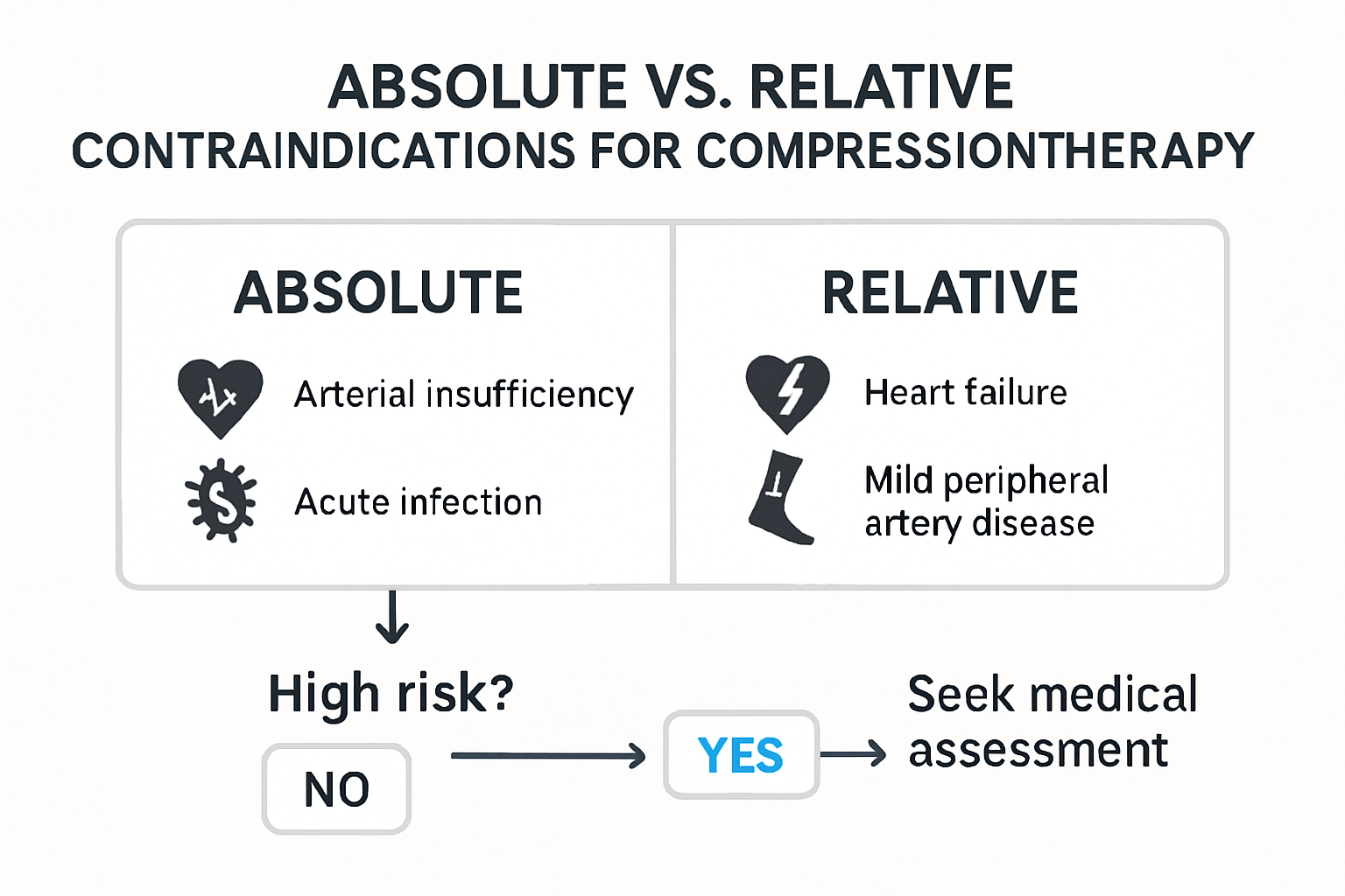 compression therapy contraindications decision guide infographic
