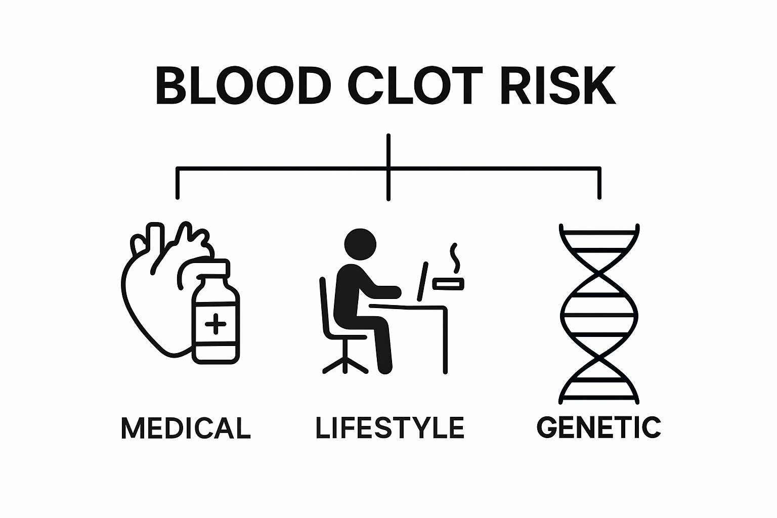 Diagram breakdown of main blood clot risk factors