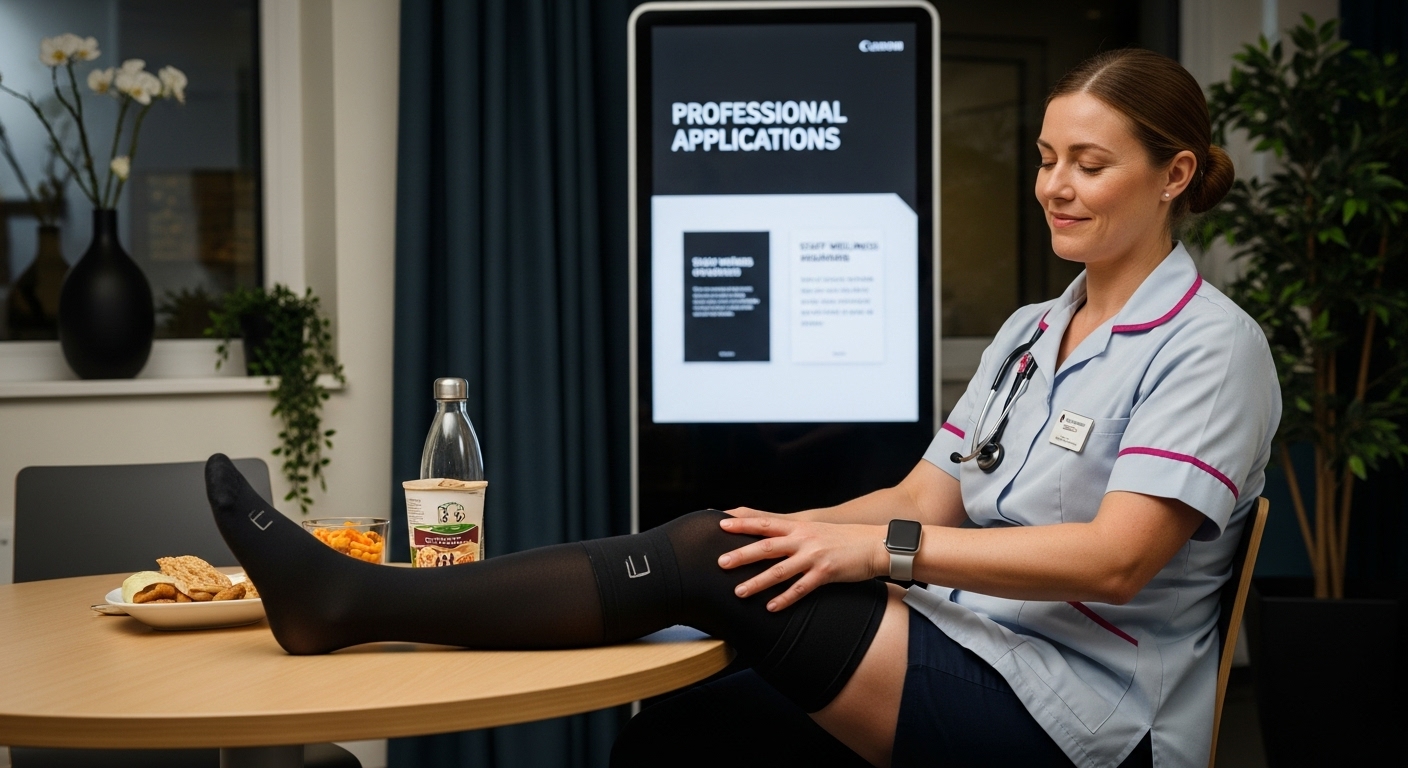 nurse break room compression stockings