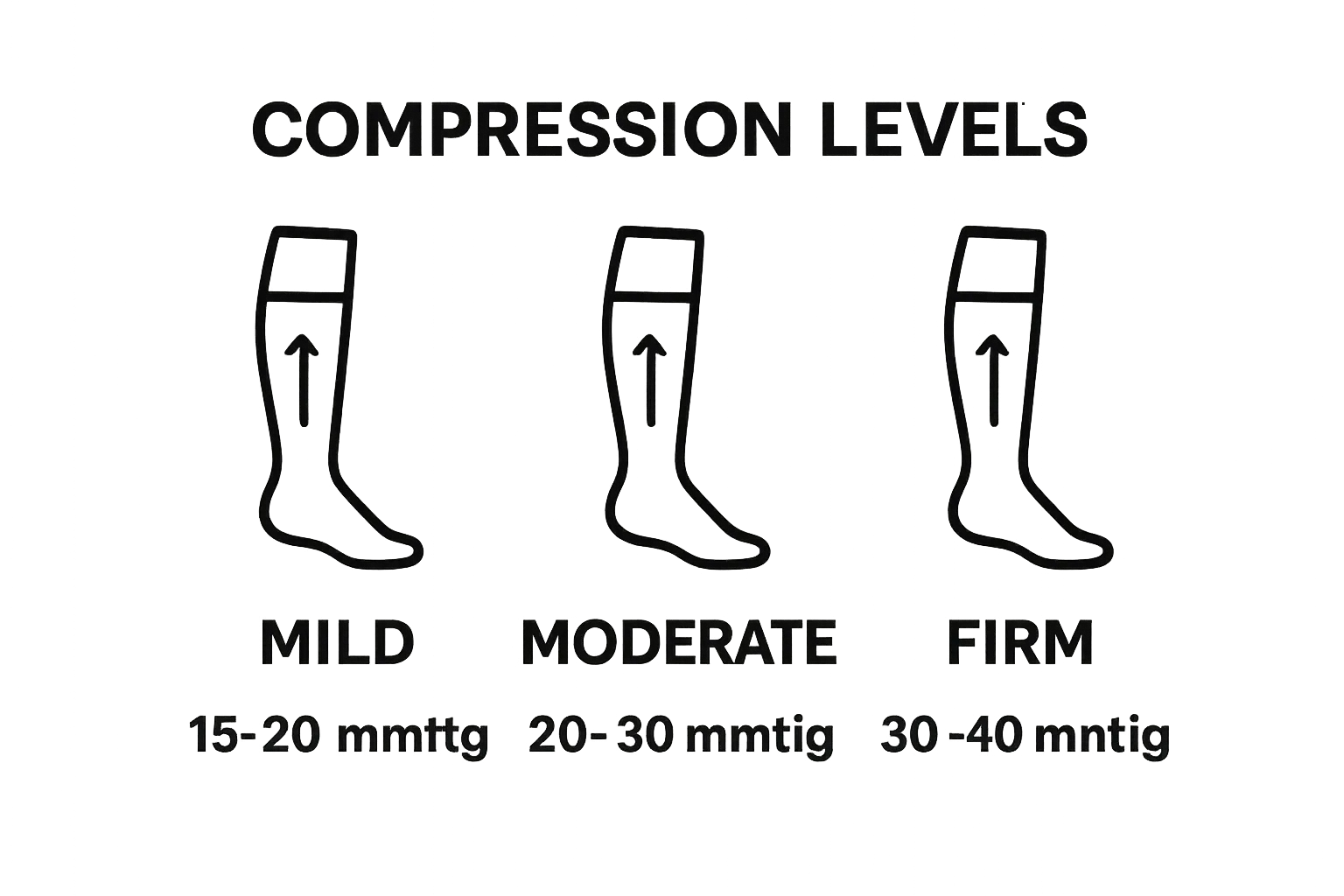 Infographic comparing compression hose pressure levels for women