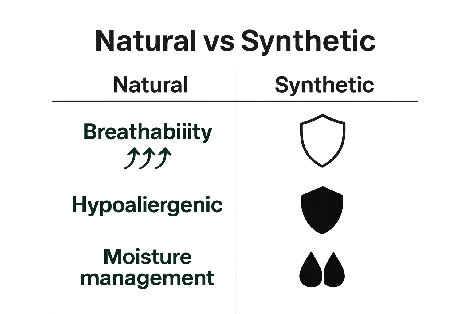 Infographic comparing natural versus synthetic fabrics for sensitive skin.