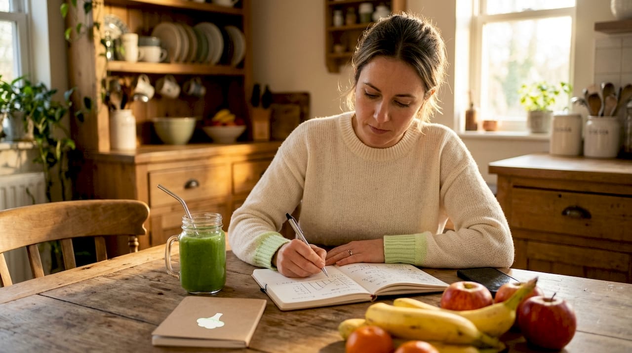 Close-up of macronutrient checklist notes