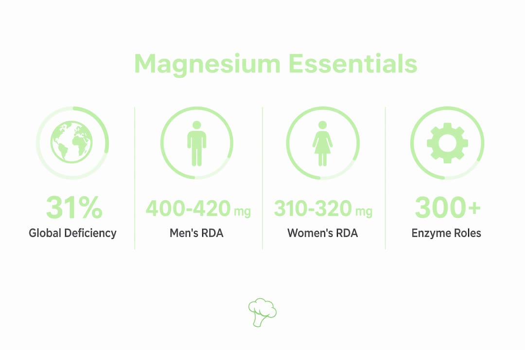 Infographic highlighting key magnesium statistics and recommendations