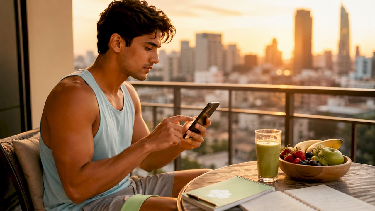 Hands adjusting nutrient goals on tablet device