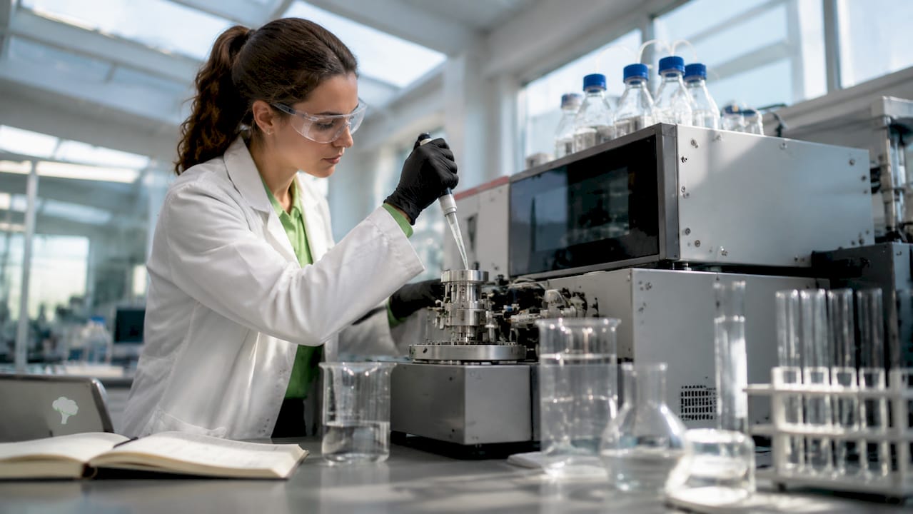 Food scientist performing nutrient lab testing