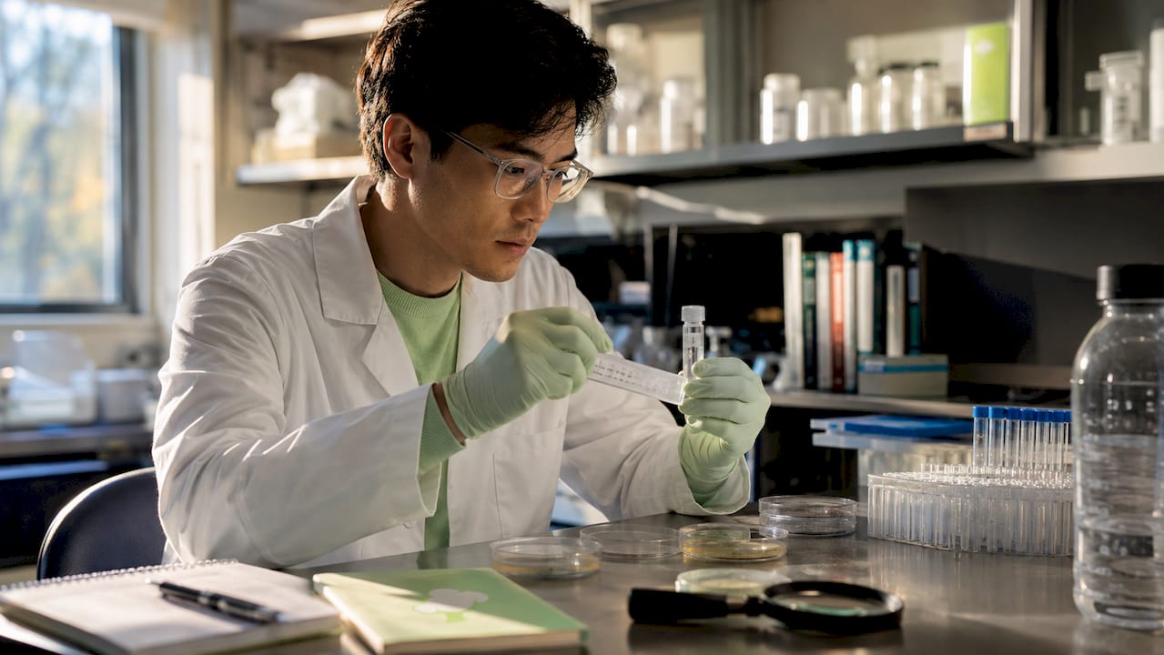Scientist handling genetic and microbiome samples