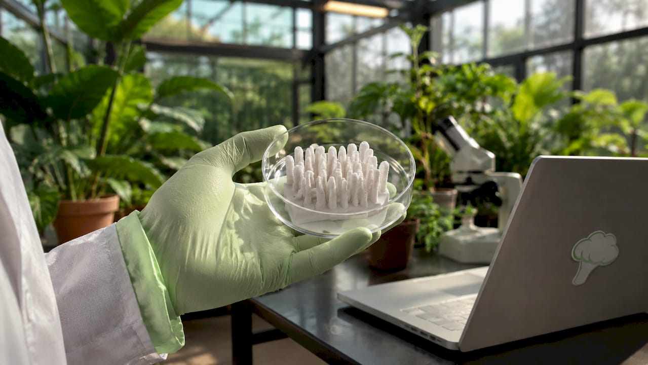 Close-up of small intestine villi model in lab