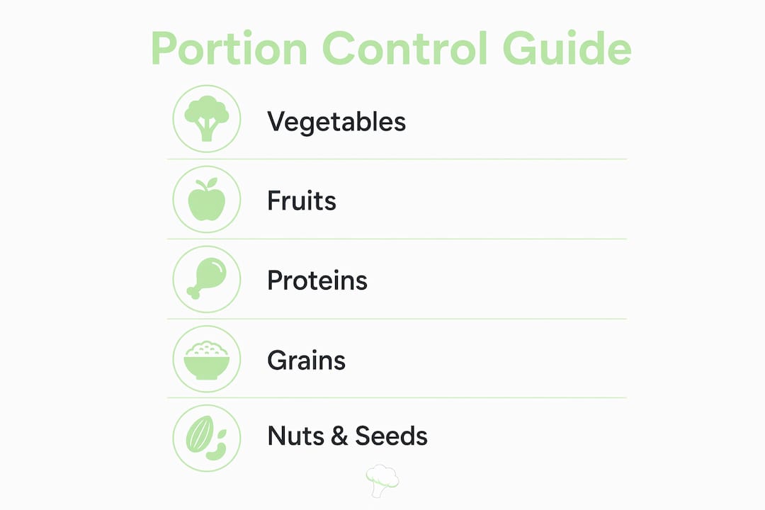 Infographic illustrating balanced meal portion control guide