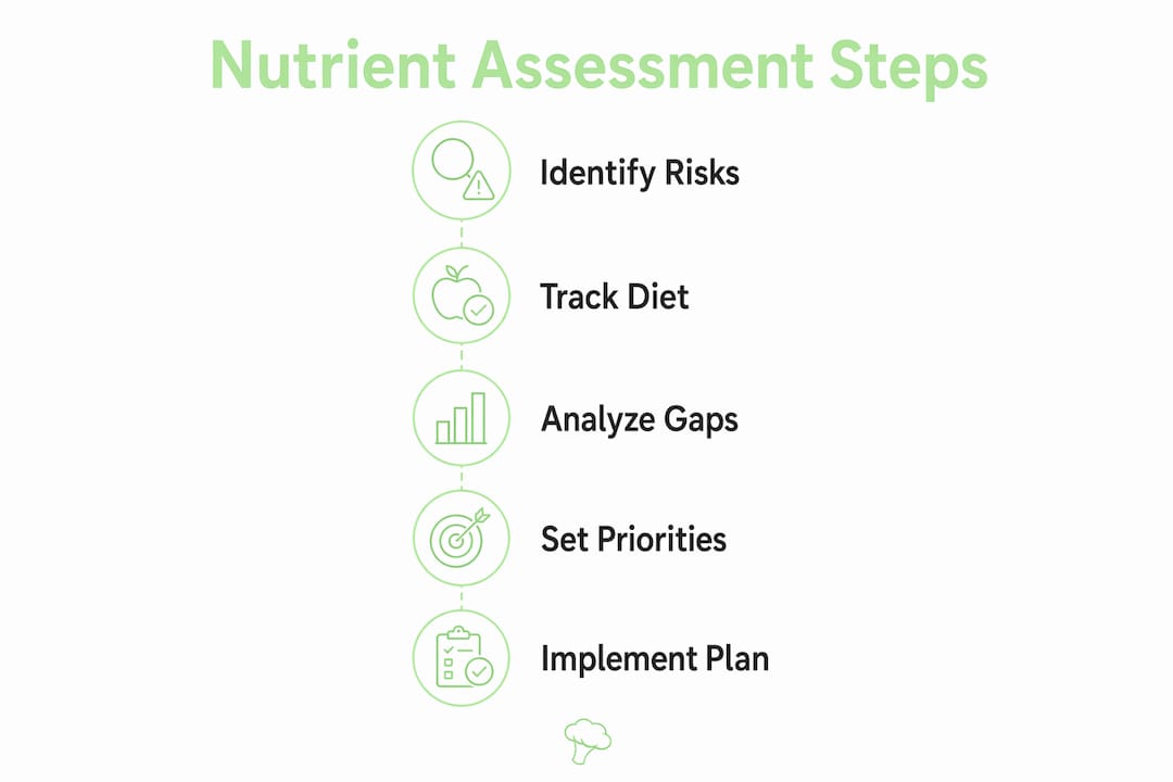 Infographic of nutrient assessment steps as vertical flow