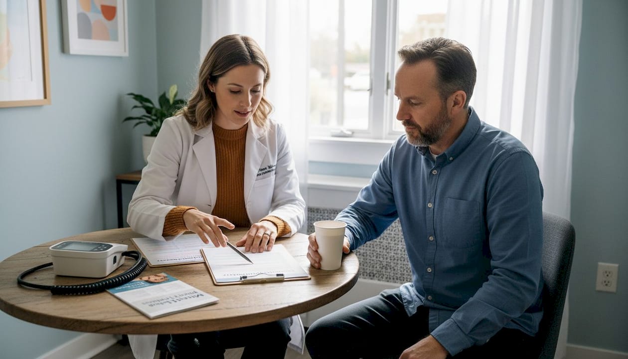 Doctor consults patient about holistic wellness plan