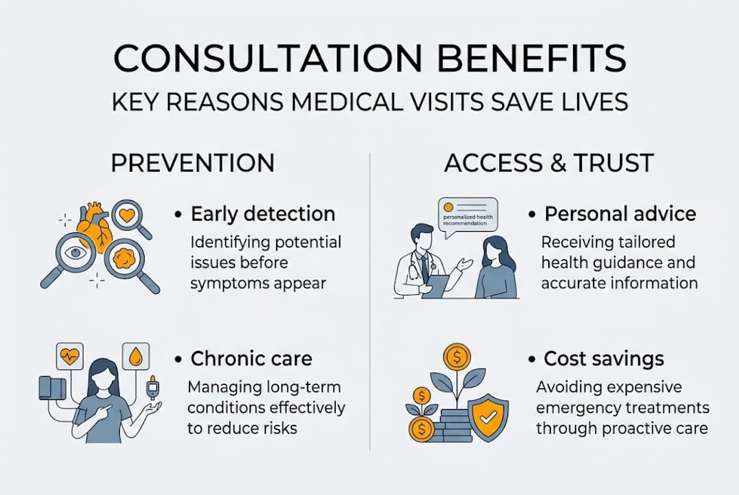 Infographic showing reasons for medical consultations
