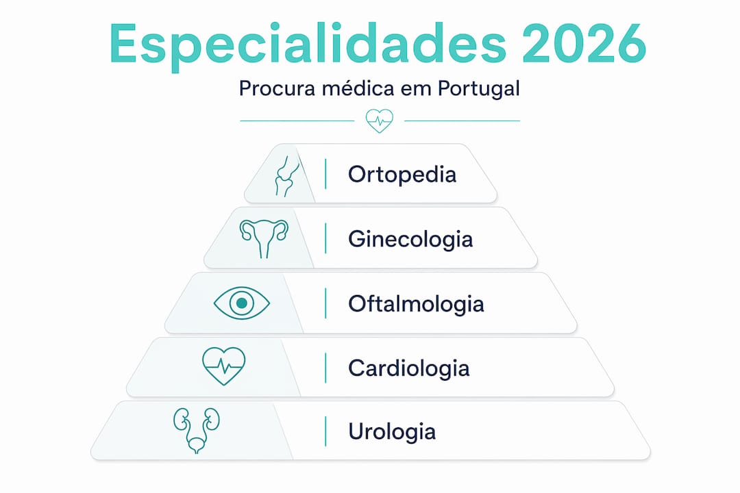 Infográfico: as especialidades médicas mais procuradas e a sua hierarquia