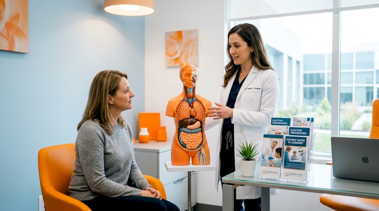 Surgeon explaining surgery classifications to patient
