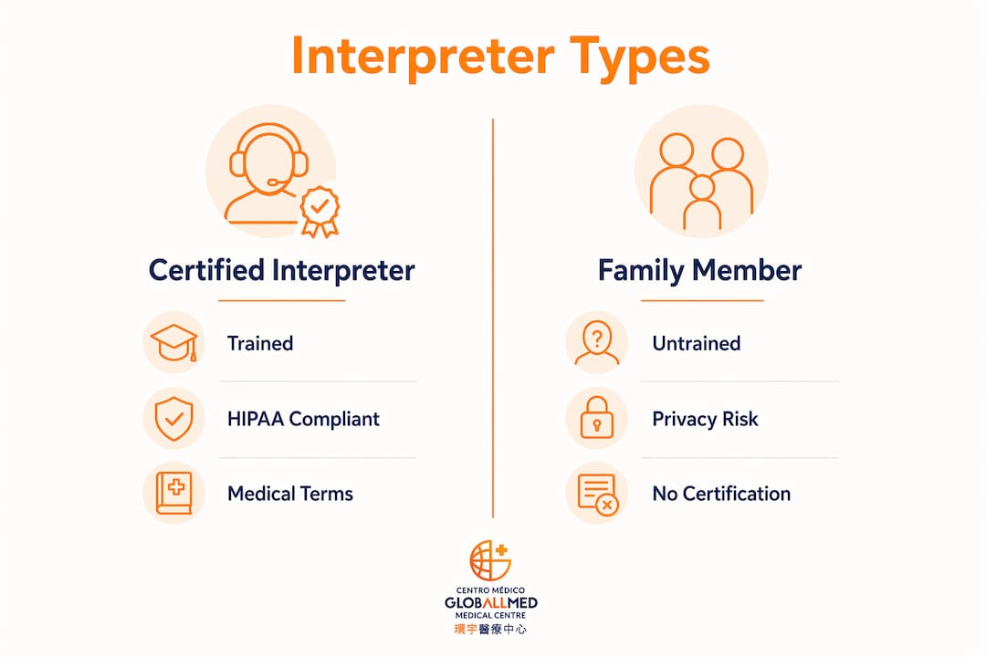 Infographic comparing certified medical interpreters and family members