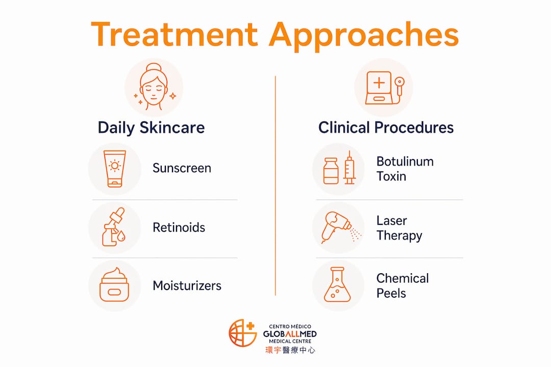 Infographic comparing daily skincare and clinical procedures
