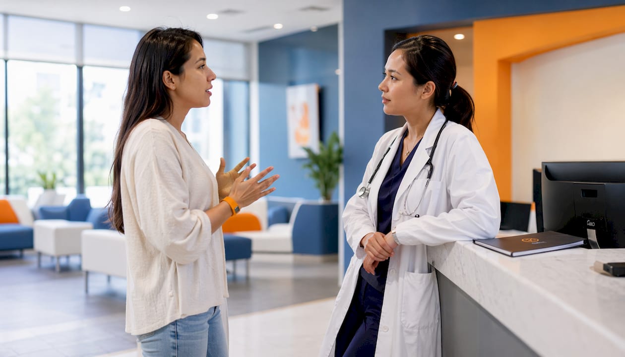 Patient explaining symptoms to doctor