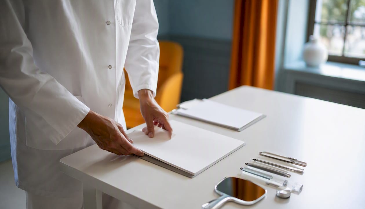 Clinician preparing anti-aging consultation room