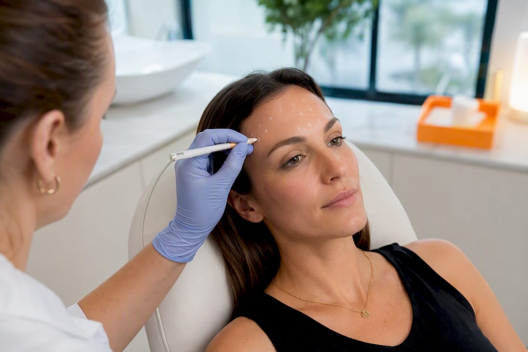 Clinician mapping facial injection points