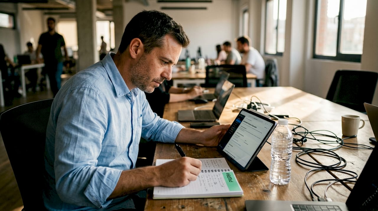 Hombre preparando una estrategia de retención de clientes