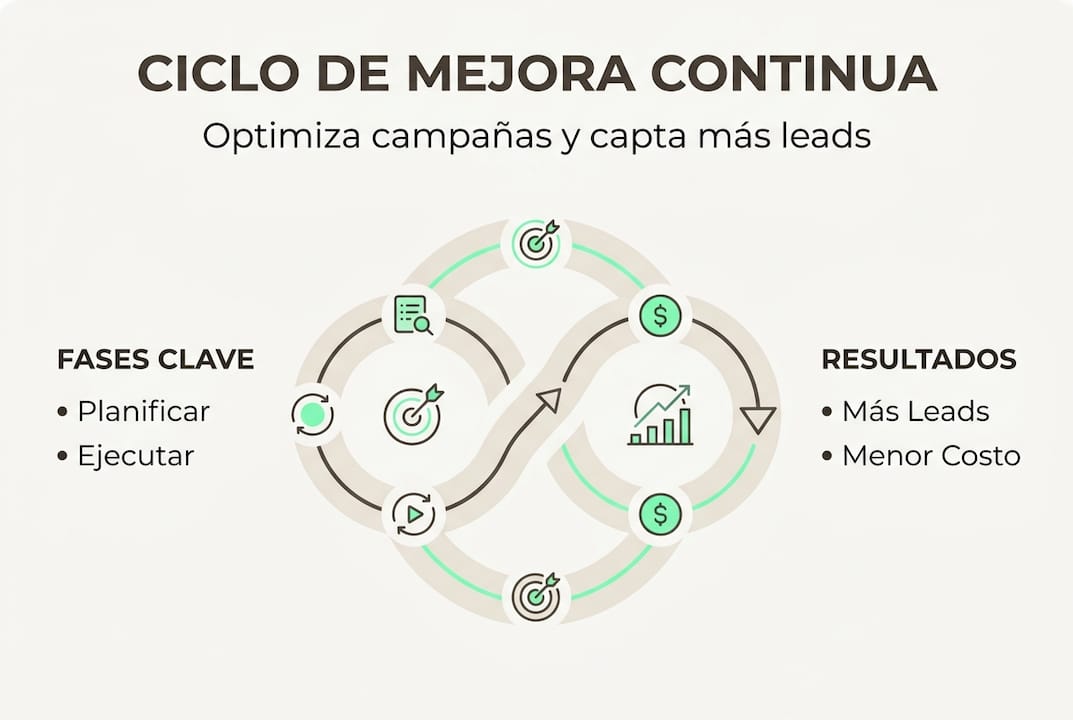Infografía sobre el proceso de mejora continua en marketing digital