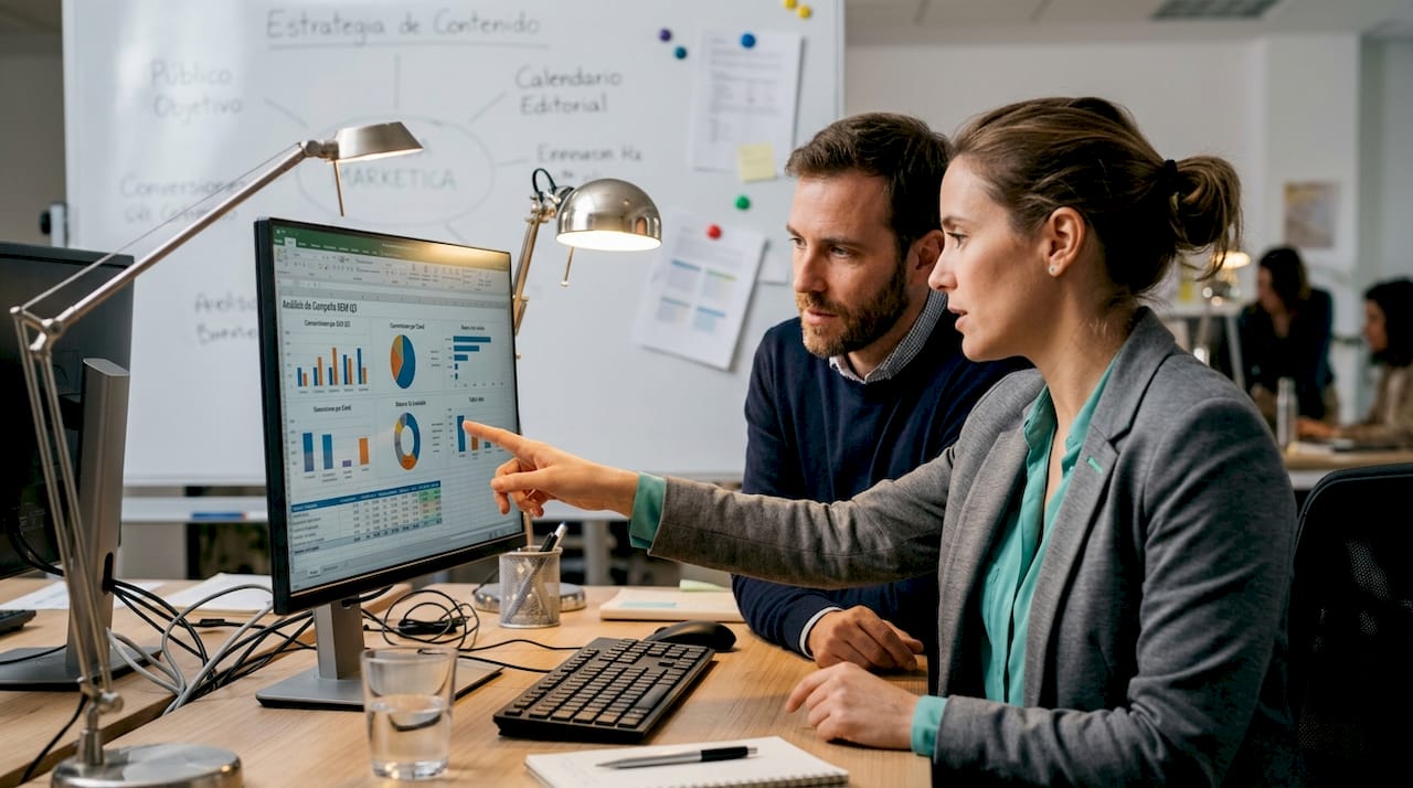 Un equipo revisando y analizando datos para segmentar al público objetivo.