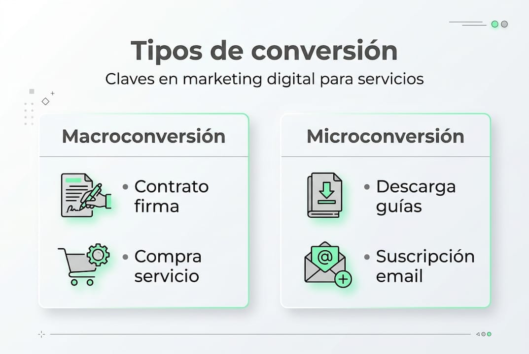 Infografía sobre los diferentes tipos de conversiones: macro y micro