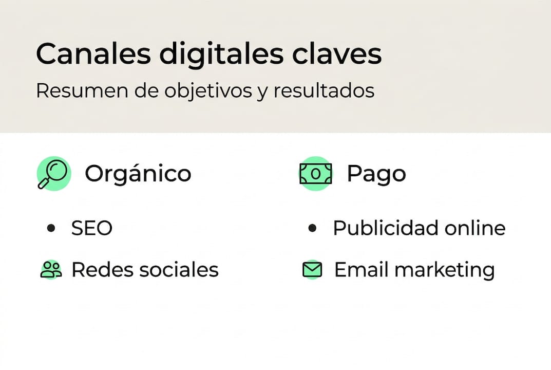 Infografía sobre los principales canales de marketing digital