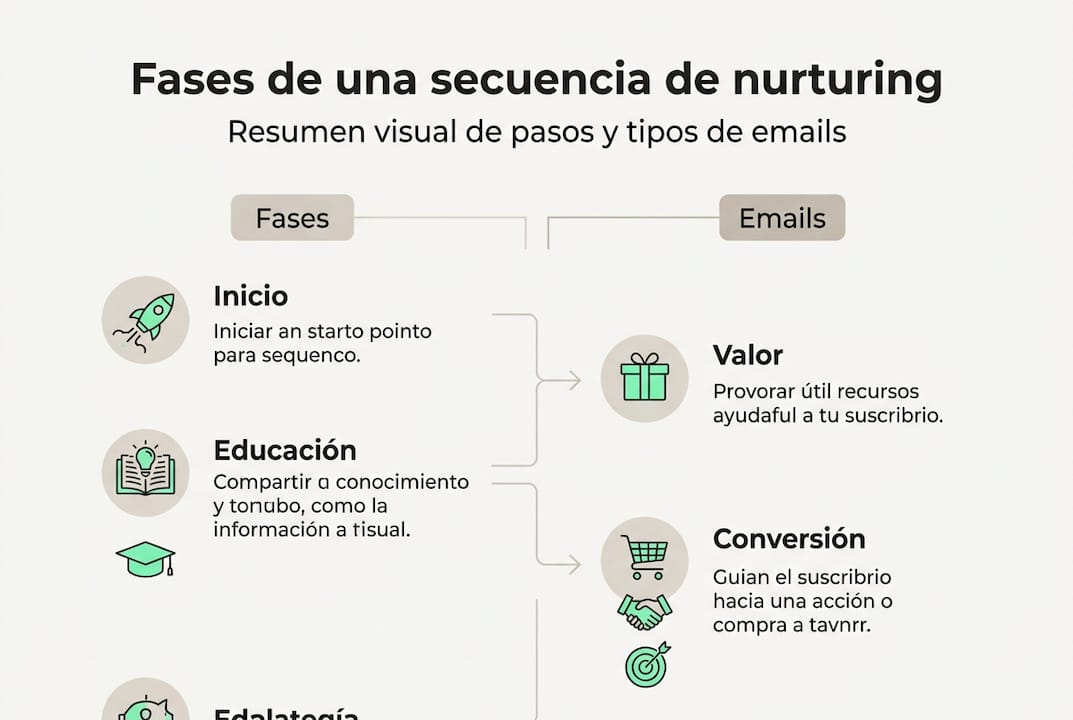 Infografía sobre las etapas y principales estilos de email nurturing