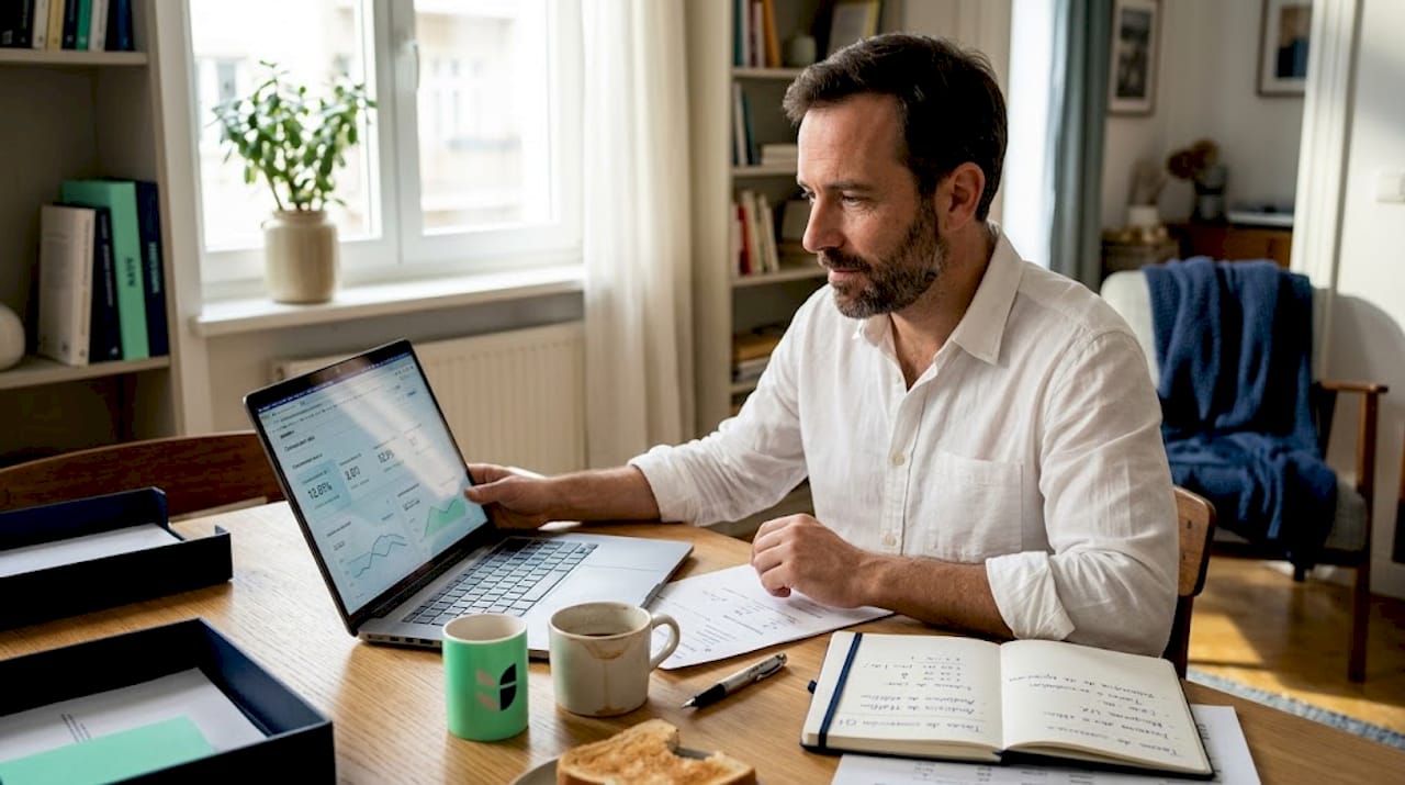 Hombre analizando el rendimiento de conversión en su sitio web