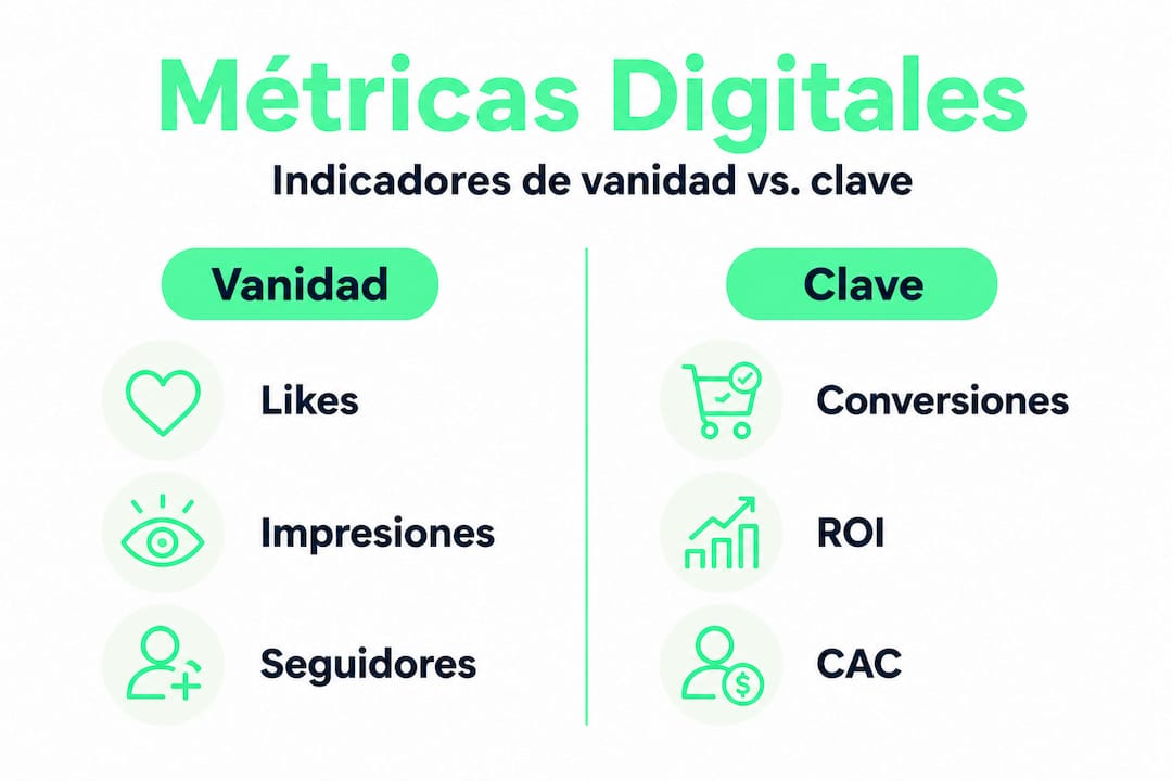 Infografía: diferencias entre métricas de vanidad y métricas realmente importantes