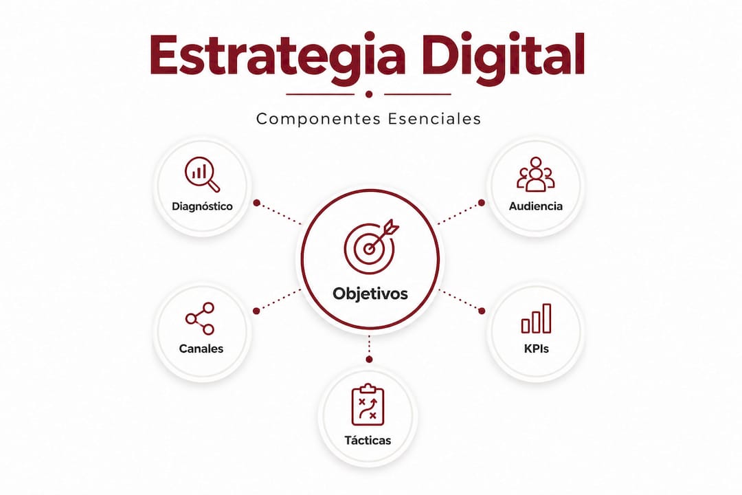 Esquema visual de la estructura de una estrategia digital