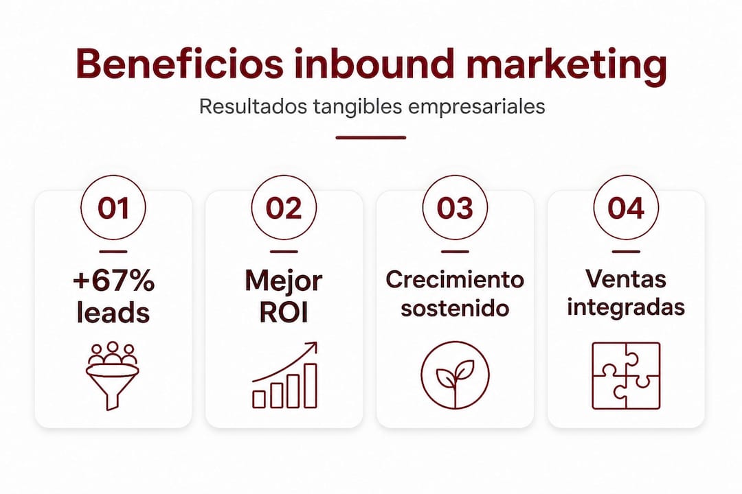 Infografía con las ventajas más destacadas del inbound marketing