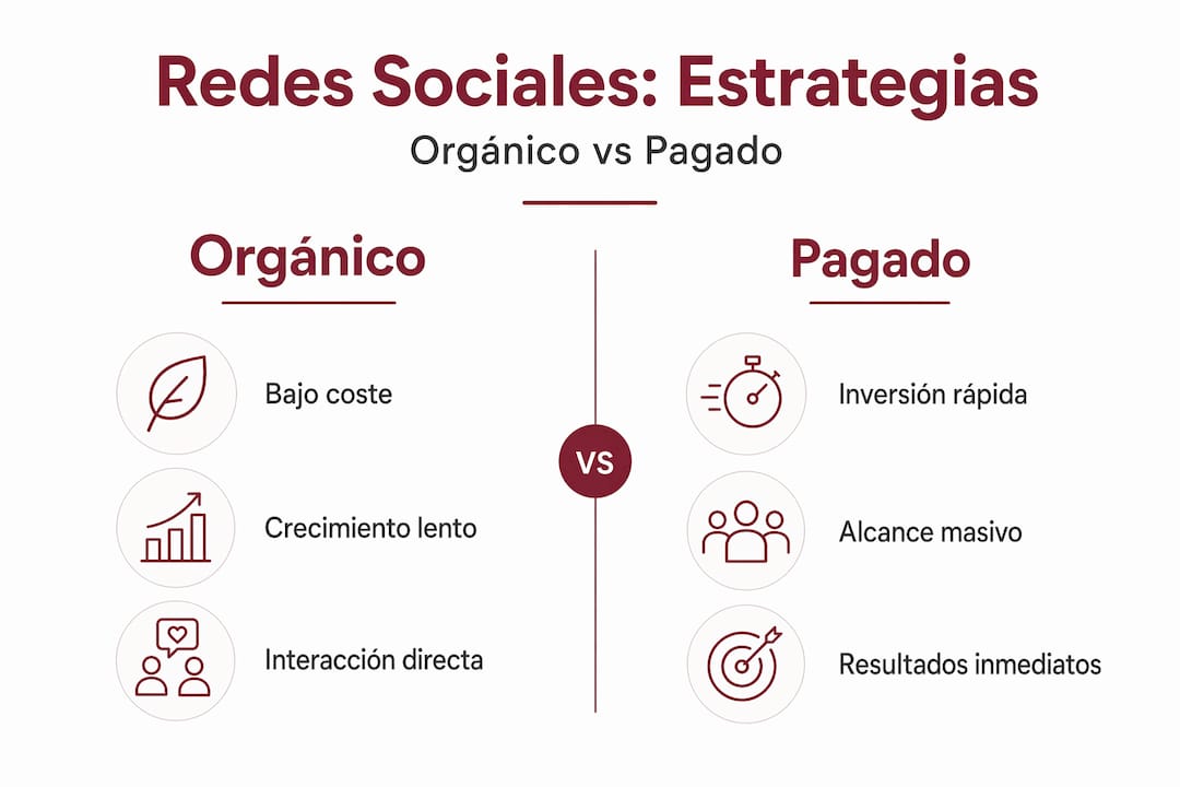 Infografía sobre las diferencias entre estrategias de marketing orgánico y de pago
