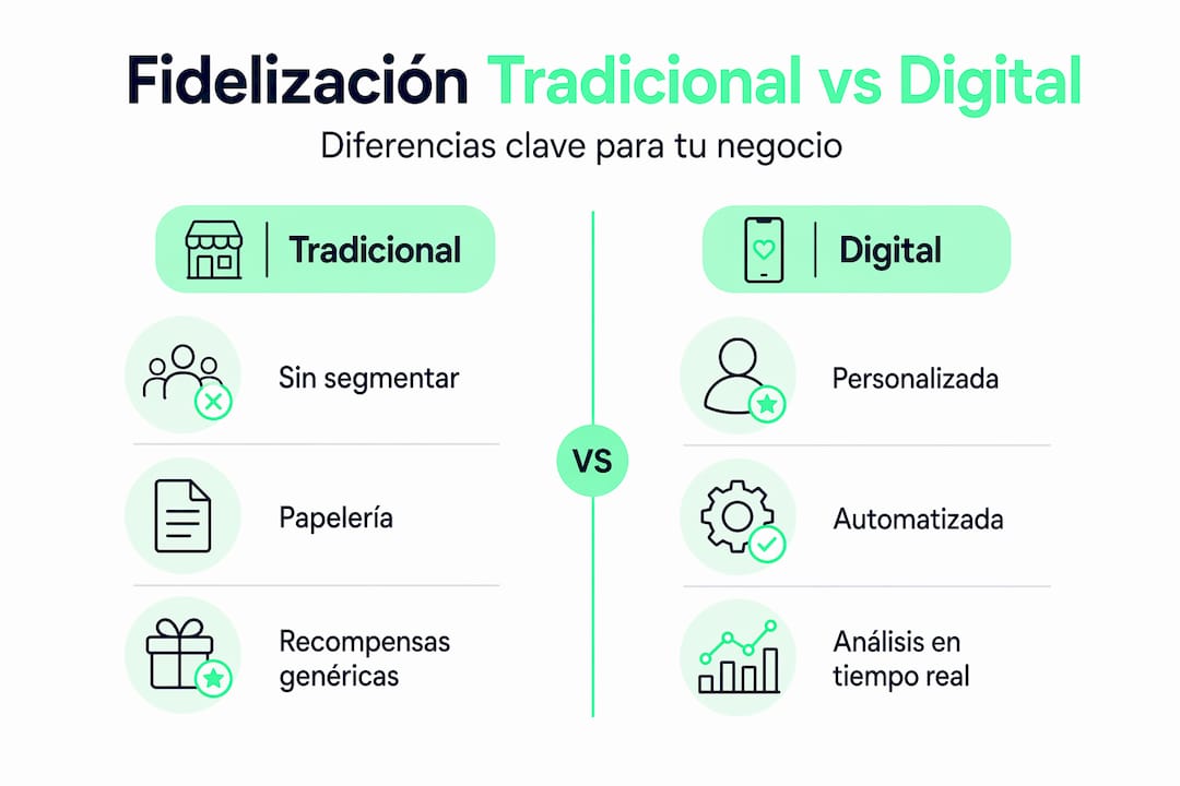 Análisis visual de las diferencias entre los programas de fidelización tradicionales y los digitales