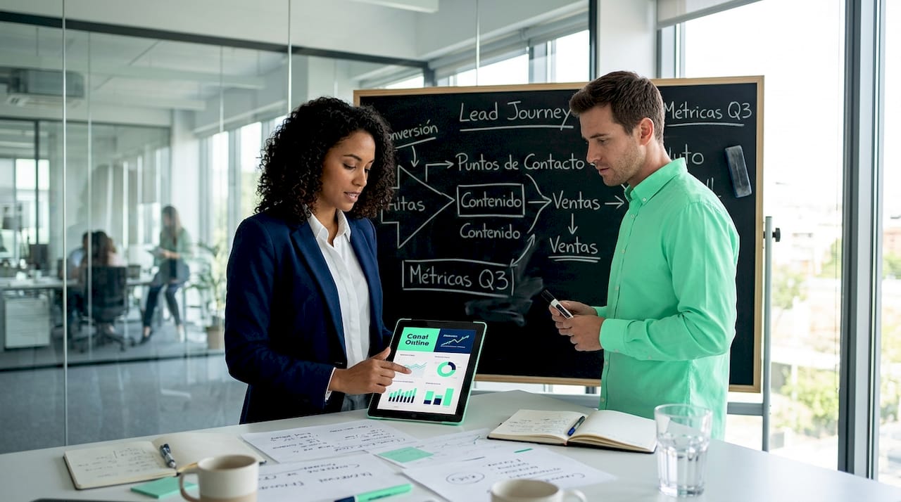 El equipo de marketing y ventas está analizando y definiendo el recorrido de los leads para optimizar el proceso.