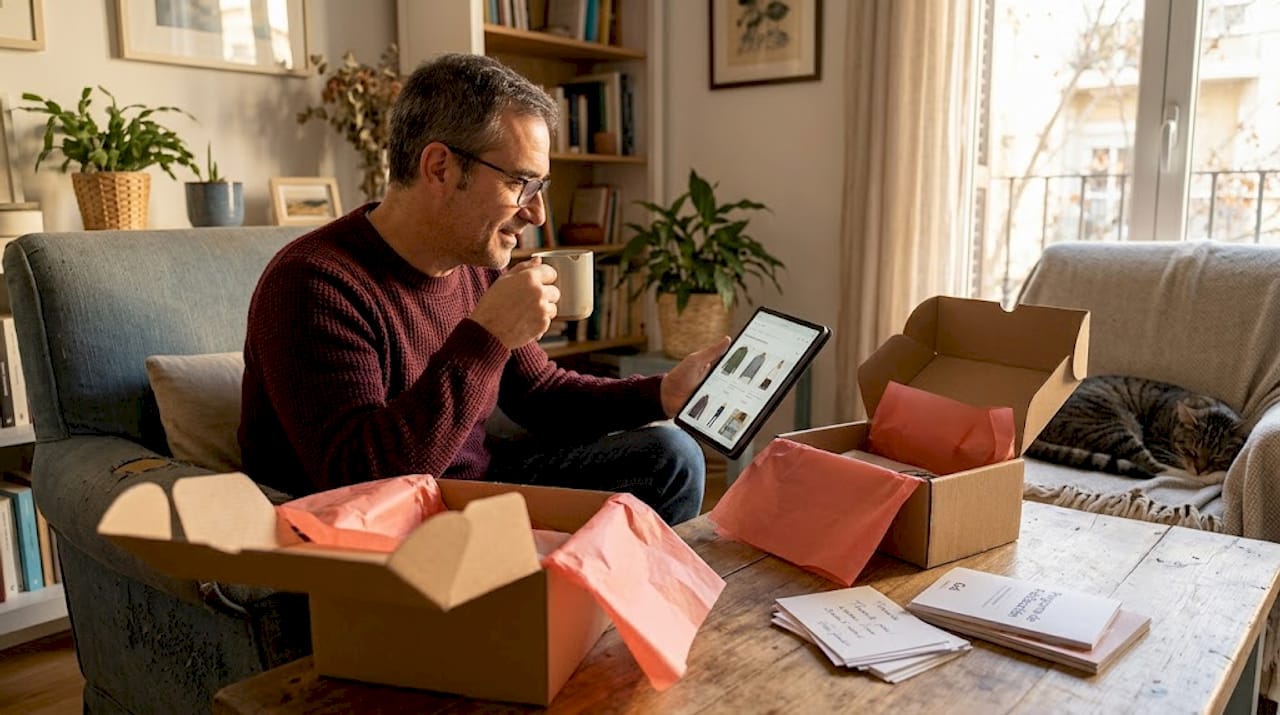 Cliente canjeando sus puntos de fidelidad tras realizar una compra online.