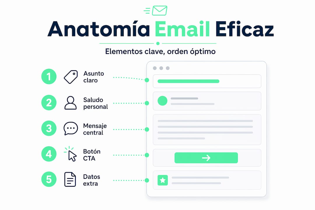 Infografía: estructura vertical de un email efectivo