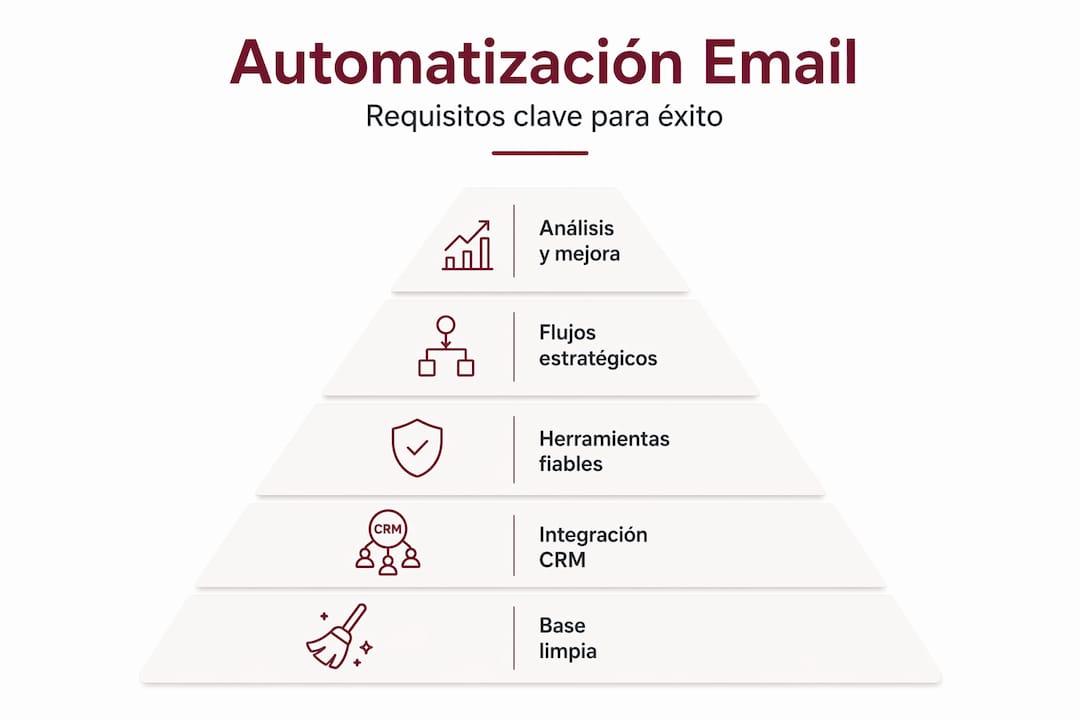 Pirámide de requisitos clave para la automatización del email marketing