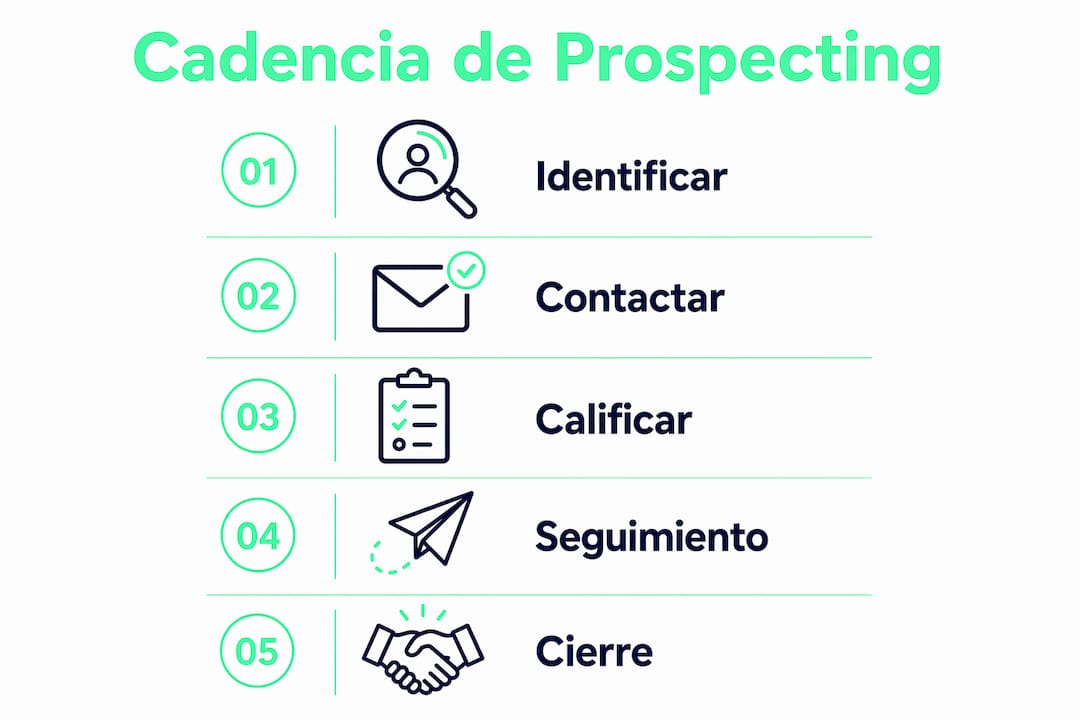 Infografía sobre las etapas clave del proceso de prospección digital