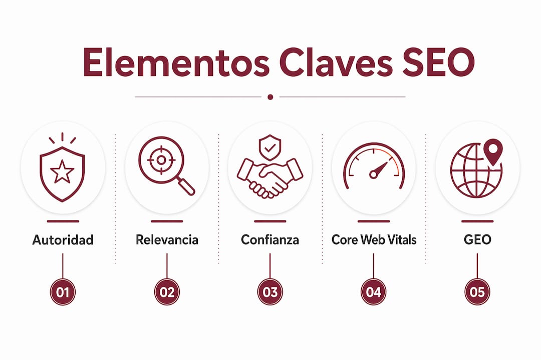 Infografía que destaca la importancia y el orden de los principales factores SEO