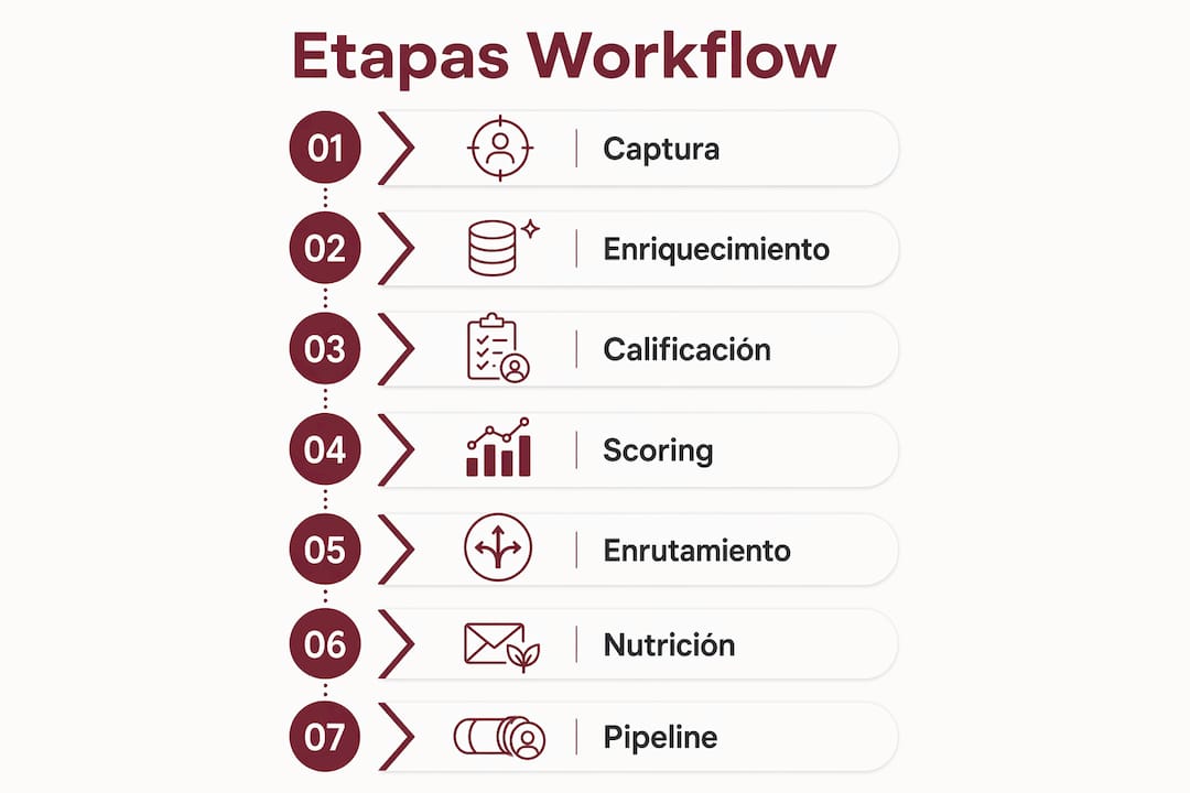 Infografía que explica las diferentes fases del proceso de inbound marketing