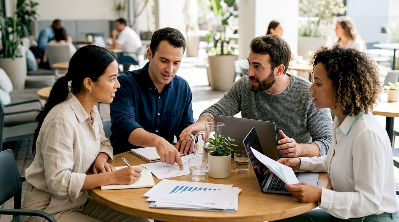 El equipo analiza el proceso de automatización de leads durante una reunión de trabajo.