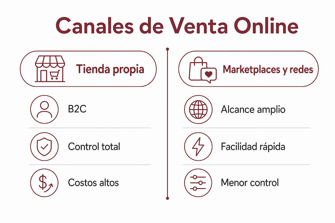 Infografía: principales diferencias entre los canales de venta online