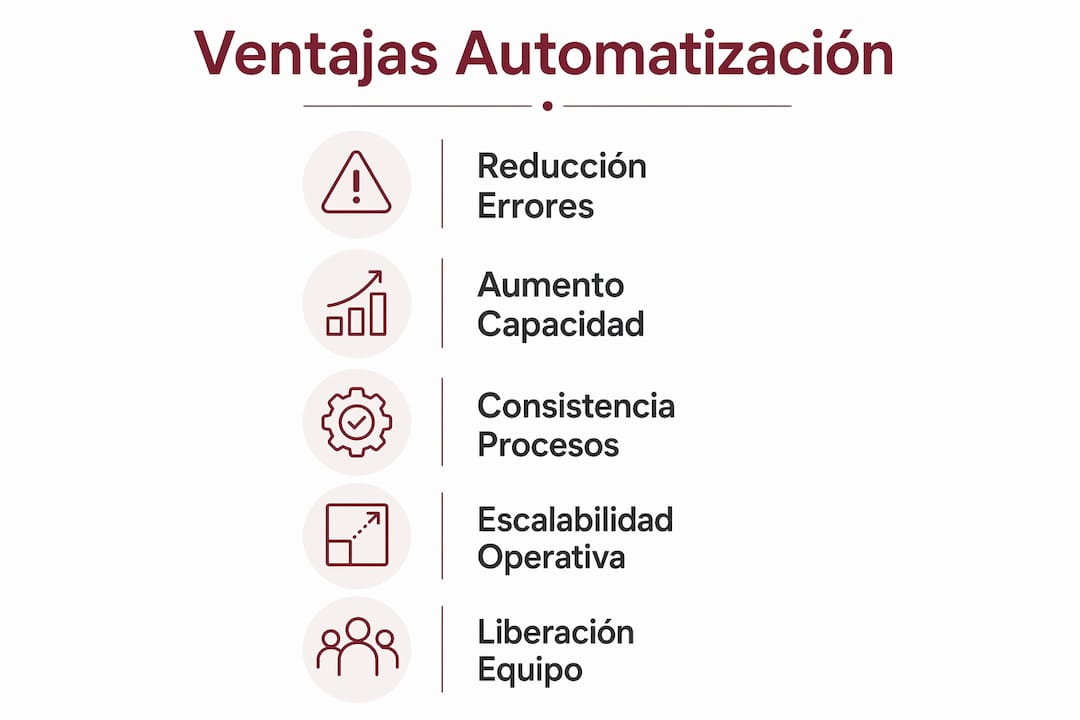Infografía que destaca los principales beneficios de la automatización