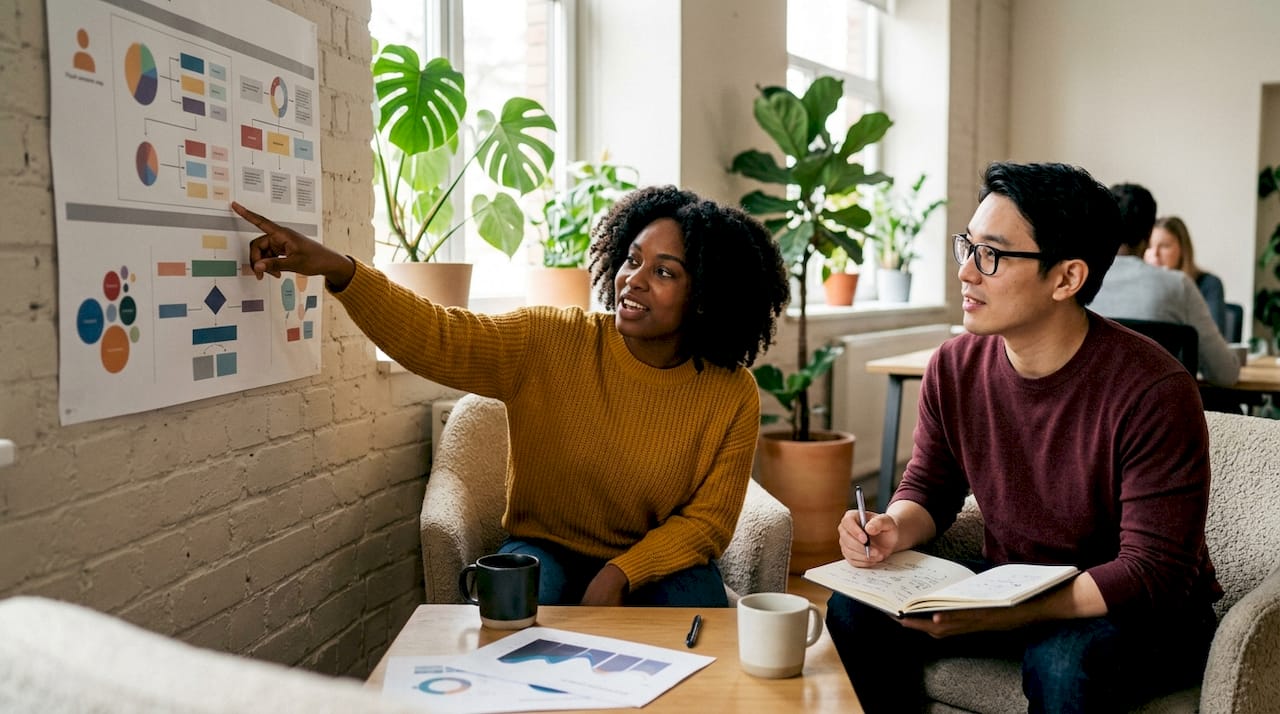 Dos especialistas en marketing conversando sobre cómo segmentar su público objetivo