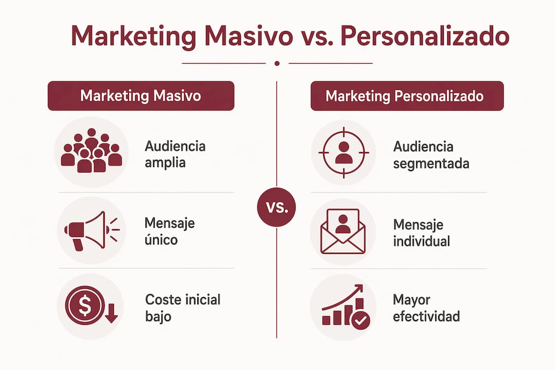 Análisis visual de las diferencias entre el marketing tradicional y el marketing personalizado