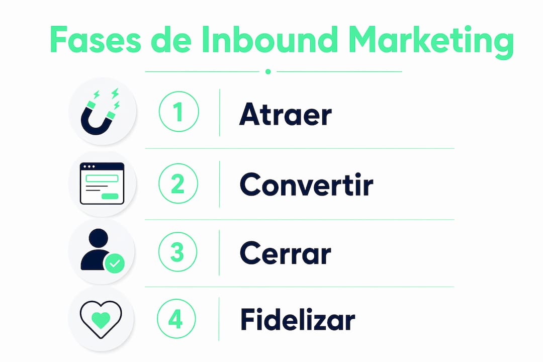 Infografía que muestra las etapas clave del inbound marketing