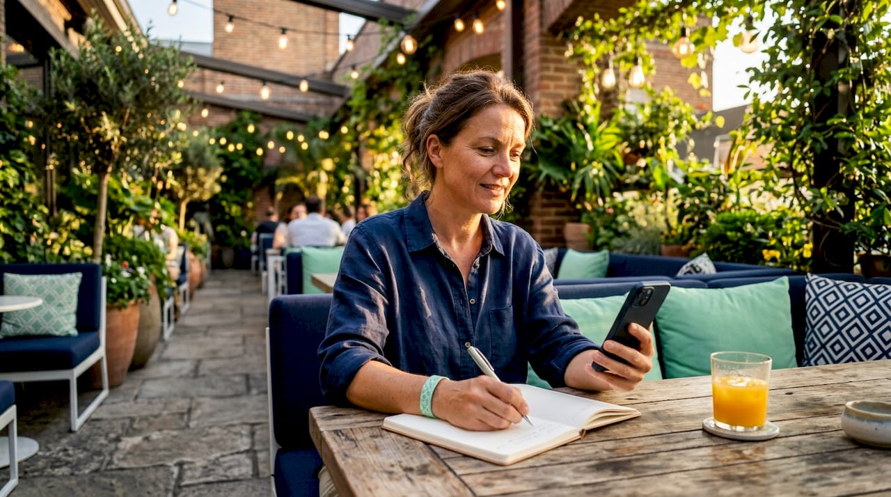Mujer anotando información sobre las necesidades de un cliente digital actual